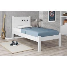 Cama Solteiro Paola II Branco/Preto com Colchão - Framar Móveis