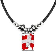 DIYthinker Colar com estampa de bandeira abstrata da Suíça, joia com pingente de corda de couro