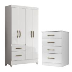 Kit Guarda Roupa Solteiro Madri e Cômoda MS