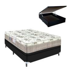 Cama Box Casal com Baú Preto e Colchão Nápoles Espuma D33 - Portobel