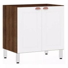 Balcão de Cozinha sem Tampo 80cm 2 Portas Safira Luciane Móveis, Nogue