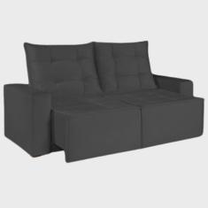 Sofá Macaé 3 Lugares Retrátil e Reclinável Tecido Suede 190cm União Cor Preto