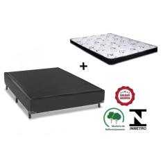 Cama Box Casal Preto + Colchão Espuma D28 138x188x14