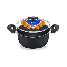 Caçarola C/Tpa Vidro 22 "T" - Preta Dona Chefa Vermelha Medio