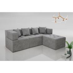 Sofá com Chaise 3 Lugares Taiti 231x77x47 Cm - caixa com 3 Unidade - Cinza