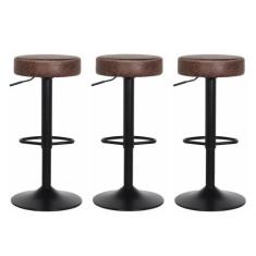 Kit 3 Banquetas Giratórias Viena Marrom - Cadeiras INC, Marrom