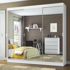 Guarda-roupa Casal Madesa Veneza 3 Portas De Correr De Espelhos Branco