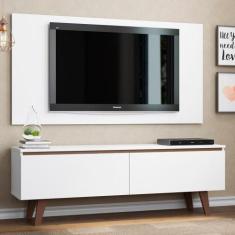 Rack Le Mans e Painel TV 55 Polegadas 2 Portas Branco Madesa