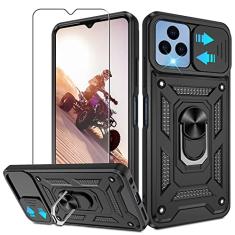 Capa para T-Mobile REVVL 6 5G com protetor de tela HD com capa de câmera deslizante, suporte de anel de rotação de 360° da Atump [grau militar] capa protetora para T-Mobile REVVL 6 5G