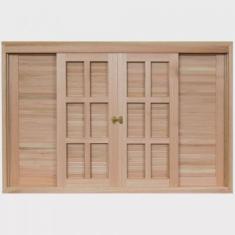 Janela de Madeira Veneziana de Correr 120x150cm Com Caixilho 14cm ewk 372 Rondosul