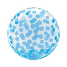 Balão Bubble Estampado Confete Azul - 18 Polegadas - 45cm