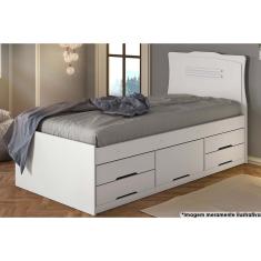 Cama Solteiro Júlia 5Gavs Multifuncional-Conquista Branco