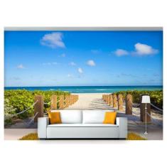 Papel De Parede Estrada Caminho Praia Mar 3D Nes094 3M² - Você Decora