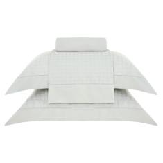 Jogo de Cama King Cetim 300 Fios Buddemeyer Damask Square 100% Algodão Penteado Cinza 4 peças