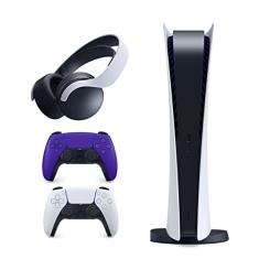 Console Digital + 1 Controle Branco + 1 Galactic Purple +1 Headset - PS5