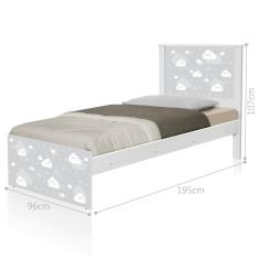 Cama Solteiro Barcelona Nuvem Cinza Menino e Menina