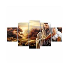 x4adesivos Quadros Decorativos Mosaico MDF Jesus Bom Pastor 115x60cm