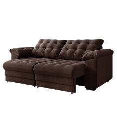 Sofá Retrátil e Reclinável Bipartido 3 Lugares 2,30m Suede Veludo Coliseu Selmer