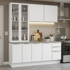 Armário De Cozinha Completa 190cm Veludo Lux Madesa Branco