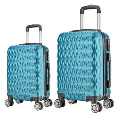 Kit Mala de Viagem 2 Peças Bordo e M - C/ 4 Rodinhas 360º - EAGLE, Azu