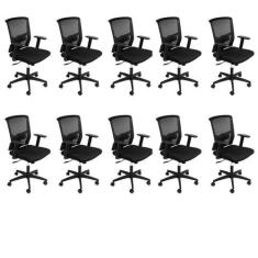 Kit 10 Cadeiras Escritório Diretor Ergonômico Nr17 Tela Mesh Tóquio 33