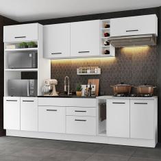Cozinha Completa Madesa Agata 290001 com Armário e Balcão (Sem Tampo e Pia) - Branco