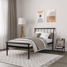 Cama Solteiro em Aço Begônia CabeCasa MadeiraMadeira Preto Fosco