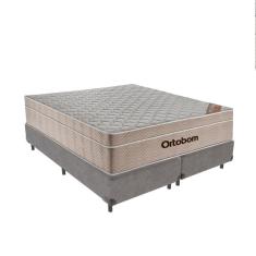 Cama + Box Airtech Colchão Ortobom Queen 158cm Springpocket Cor:cinza