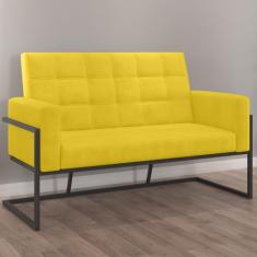 Namoradeira Base de Ferro Decorativa Com 2 Lugares para Recepção (Tecido Suede, Amarelo)