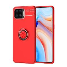 Caso de proteção para OPPO Reno 4 Lite Case, para o caso OPPO F17 Pro Tpu. Caso à prova de choque rotativa Metal Magnetic Ring Kickstand Dissipação de calor Anti-Fall Case Protetora(Rojo)