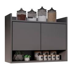 Armário Aéreo Cozinha Multiuso Cecília 70cm 02 Portas Grafite - Desk Design