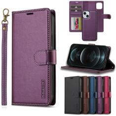 Capa de Estojo Capa removível compatível com iPhone 14 Plus Capa tipo carteira com porta-cartões Capa magnética de couro PU premium com suporte Alça de pulso à prova de choque Capa protetora flip remo