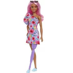 Boneca Barbie Fashionistas 189 Prótese Na Perna Cabelo Rosa