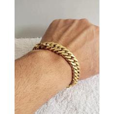 Pulseira Grumet Lacraia 13mm Banhado a Ouro 18k Elos Duplos - Tojoia18