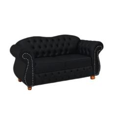 Sofá Chesterfield Merlo 2 Lugares 2,30 - Veludo Preto / Decoração, rec