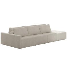 Sofá Ilha Modular Com Puff Para Sala Living 342cm Georgia K04 Bouclê Bege - Mpozenato