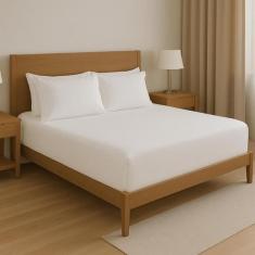 Jogo De Lençol 400 Fios Percal Poliéster Liso Toque Macio com Elástico