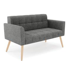 Sofá Namoradeira Elisa Linho Grafite A26 Pés Palito Natural - D'rossi