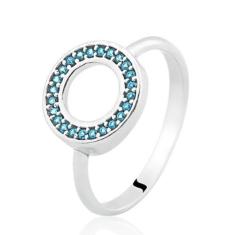 Anel de Prata Zircônia Redondo Azul Life, 16, Prata