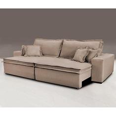 Sofa Retrátil e Reclinável com Molas Cama Inbox Premium 2,32m tecido em linho Bege Escuro