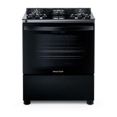 Fogão 5 Bocas Preto com Mesa de Vidro e Turbo Chama Brastemp Bivolt