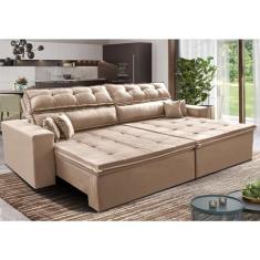 Sofá Retrátil e Reclinável 3,12m Luxos Cama Inbox Velusoft Bege
