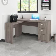 Mesa para Escritório em L com 3 Gaveta Me4101 Tecno Mobili Carvalho