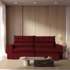 Sofá 250 Cm Retrátil e Reclinável Molas Ensacadas Vermelho