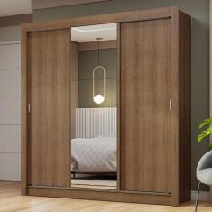 Guarda-Roupa Casal 3 Portas de Correr com Espelho Nobre Madesa, Rustic