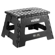Banqueta Banquinho Plástico Dobrável 22cm 150kg Preto Vonder
