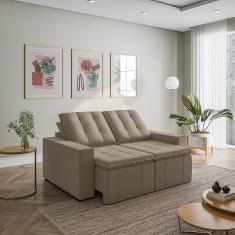 Sofá Cama Retrátil E Reclinável 3 Lugares 180cm Em Veludo Com Molas E Braço Reto Palmeira Cabecasa M Castor