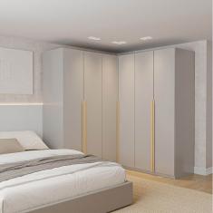 Guarda Roupa Modulado De Canto 3 Peças 6 Portas Jade Cabecasa Cinza Urbano