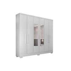 Guarda Roupa 6 Portas (2 C- Espelho) E 2 Gavetas C- Pés Milly-veneza Branco - Novo Horizonte