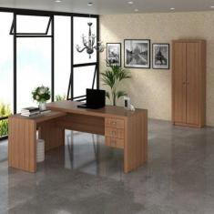 Kit 2 Peças com 1 Mesa para Escritório em L e 1 Armário - Espresso Móv